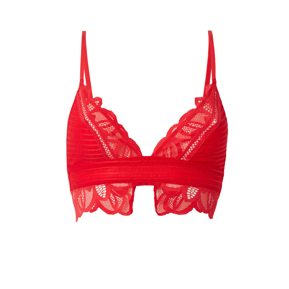 Sujetador de triángulo duo con encaje - rojo rojo.