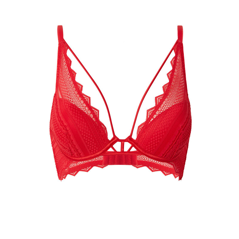 sujetador push-up calado con cintas caladas - rojo sujetador push-up calado con cintas caladas - rojo;