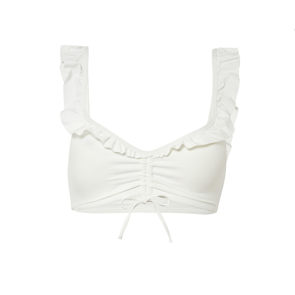 Parte de arriba de bikini con tirantes y volante - negro negro.