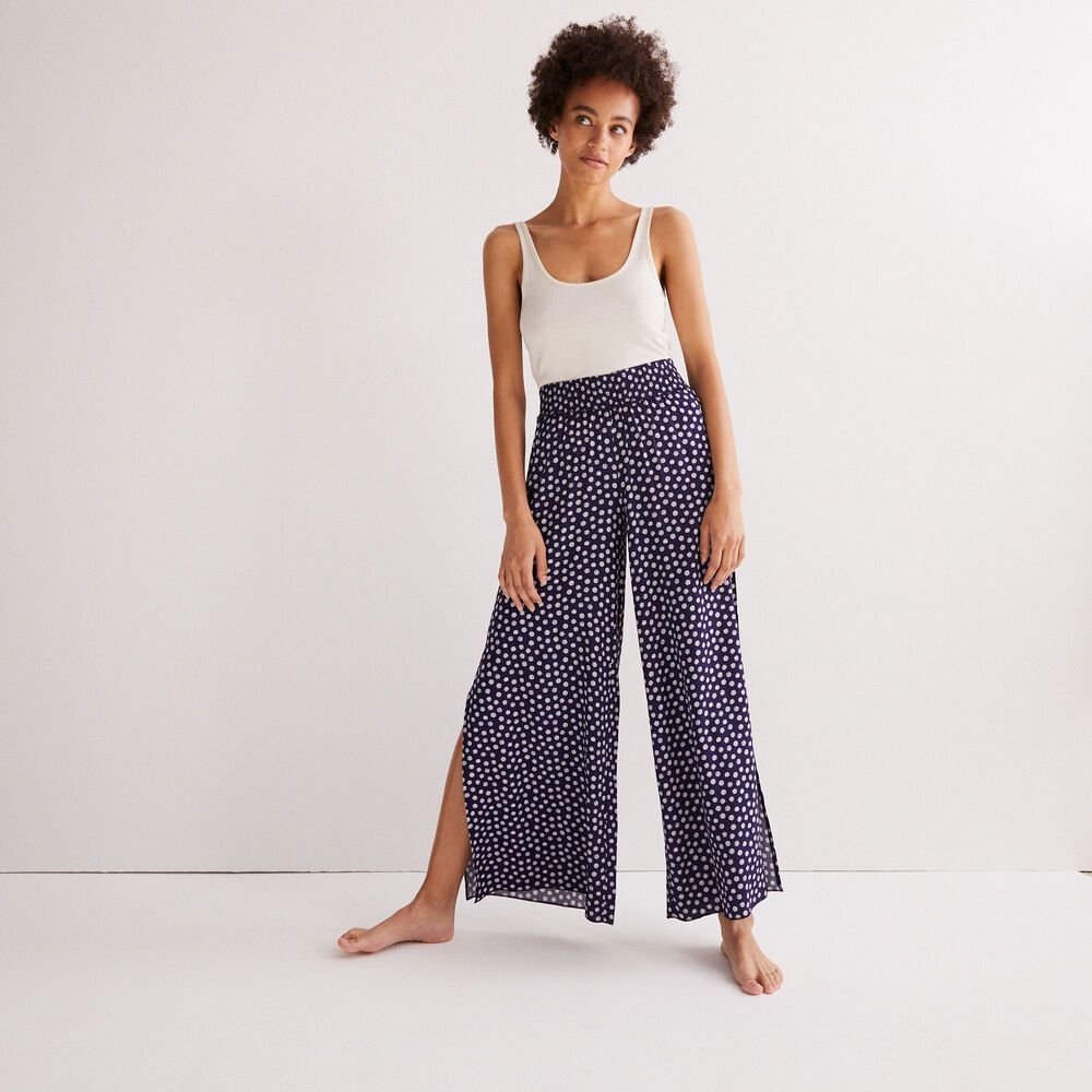 Pantalón con estampado de margaritas - azul azul.