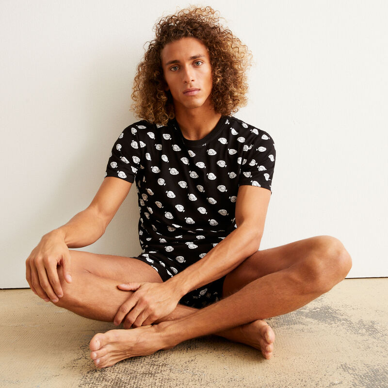 juego de pijama con motivos - negro juego de pijama con motivos - negro ;