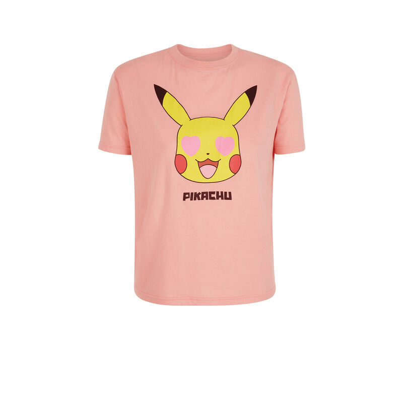 Top con cuello redondo con estampado de pikachu pickacutiz rosa.