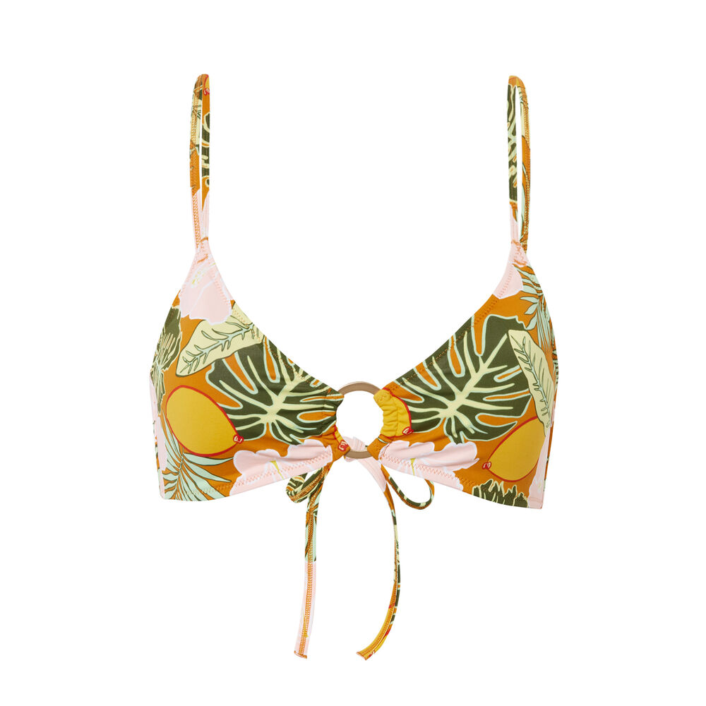 Parte de arriba de bikini sujetador con estampado tropical - naranja orange.