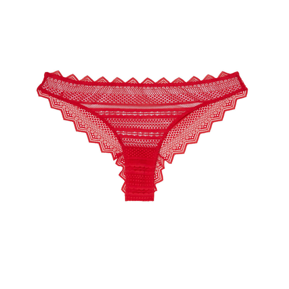 Braguita brasileña de encaje geométrico - rojo rojo.
