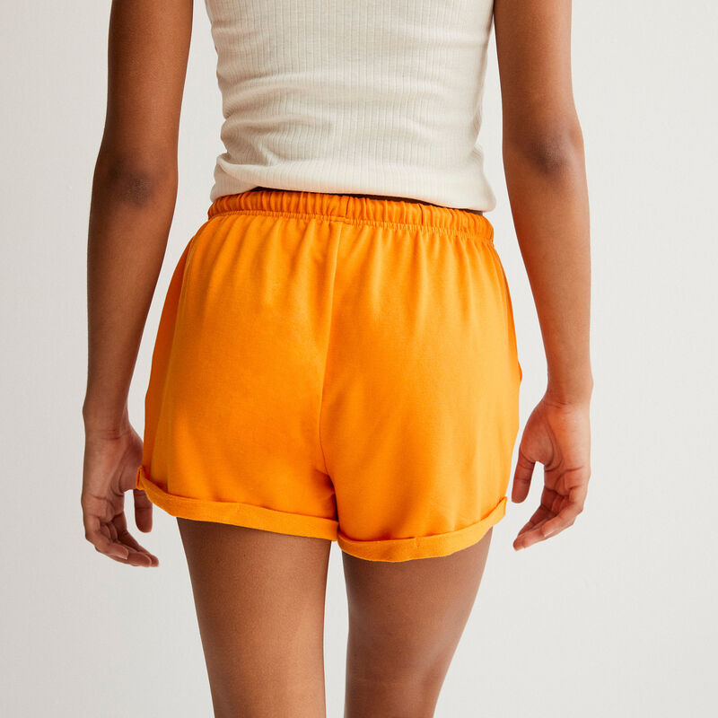 Shorts lisos con detalle de cordón - naranja Shorts lisos con detalle de cordón - naranja;