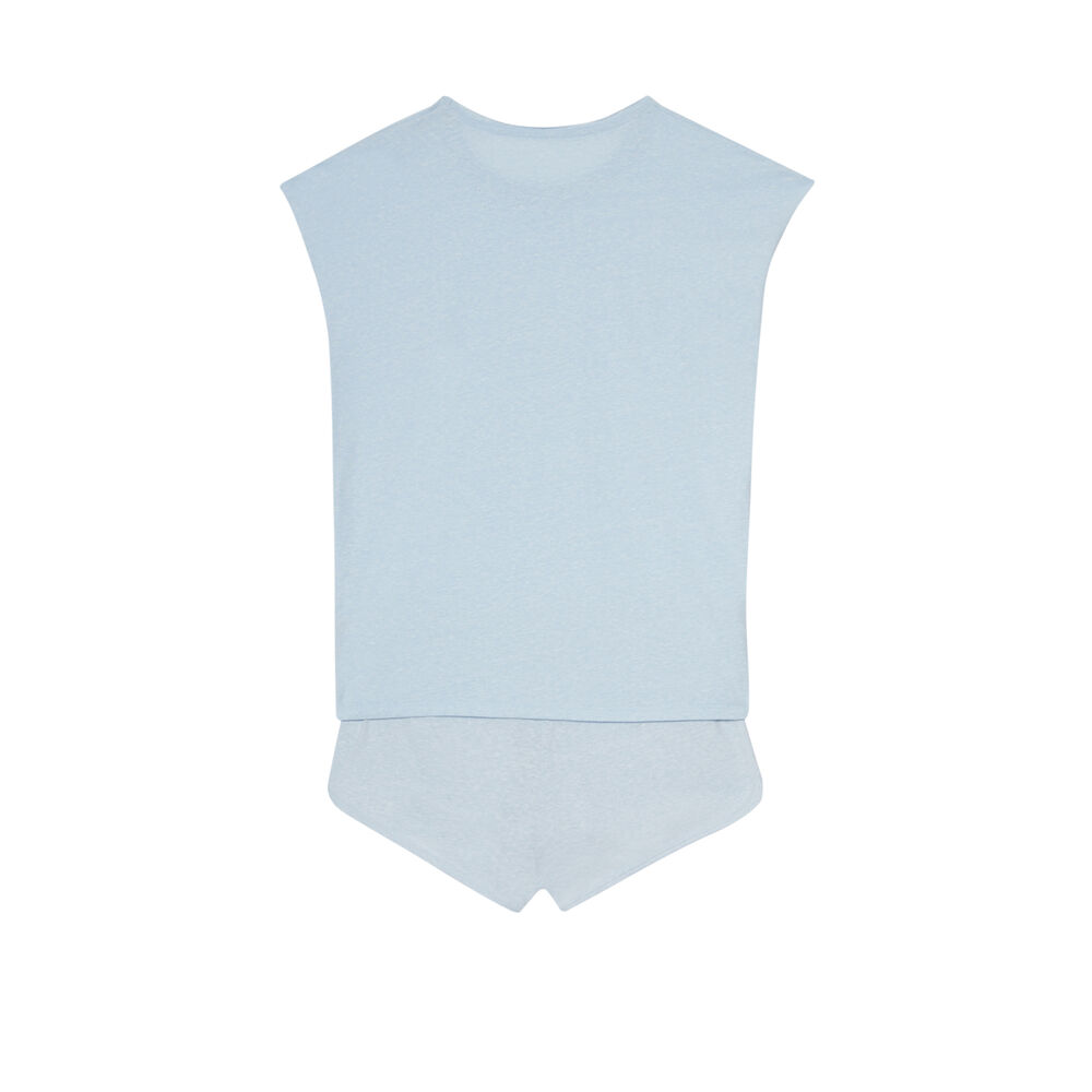Juego de pijama liso - azul azul.