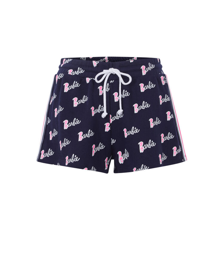 Shorts estampados logo barbie chambarbiz azul marino.
