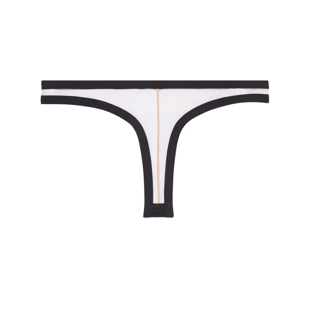 Tanga de microfibra y rejilla transparente - negro negro.