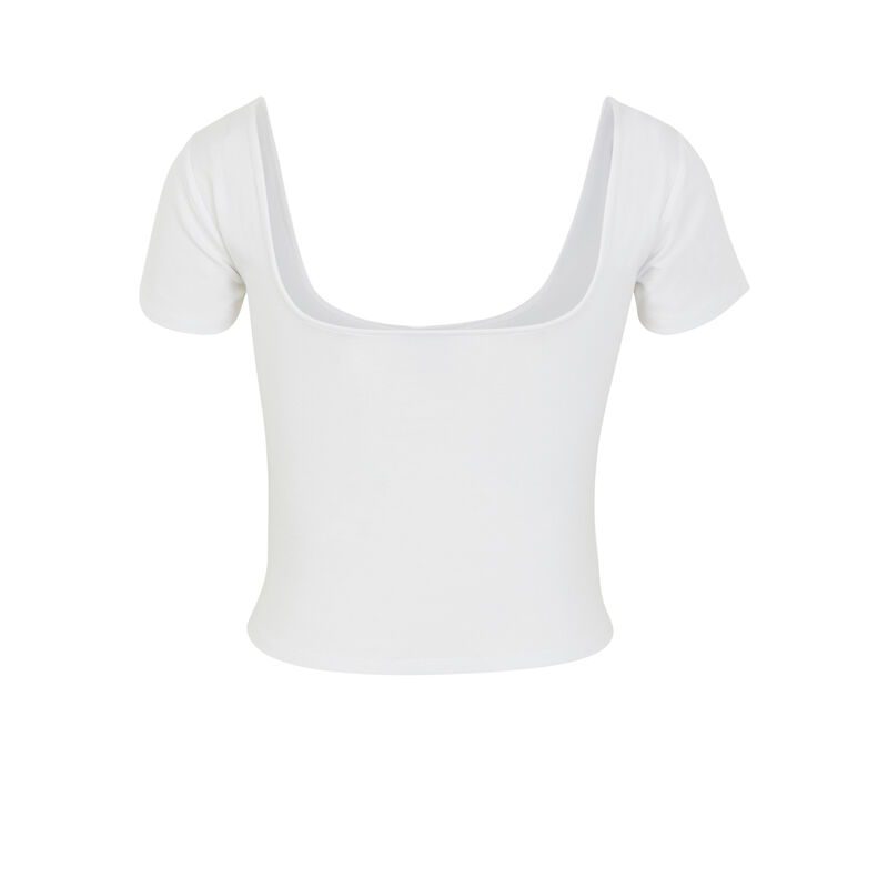 Top con cuello a cuadros - blanco Top con cuello a cuadros - blanco;