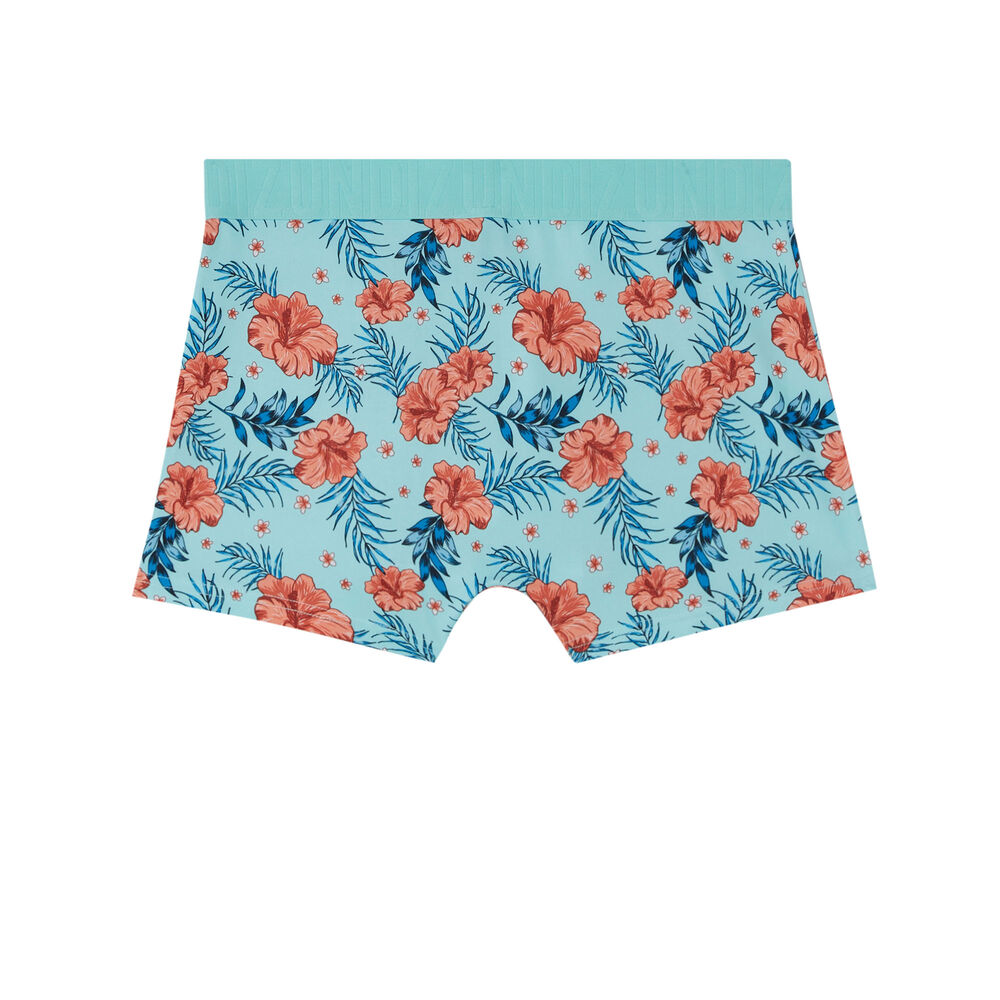 Bóxer con estampado tropical - turquesa azul.