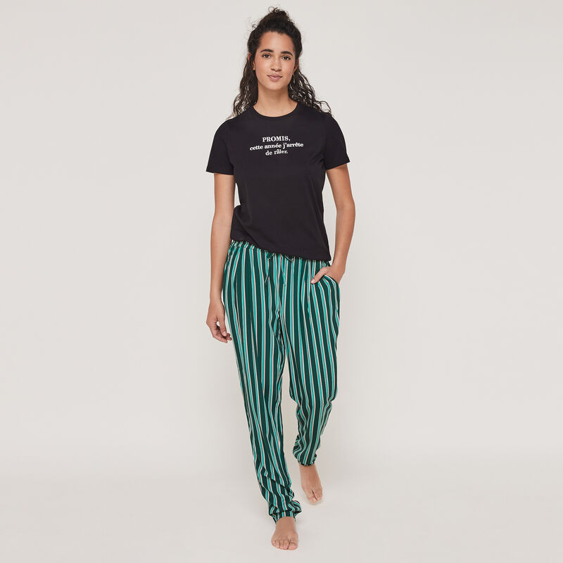 Conjunto de pijama top + pantalón con mensaje newanniz Conjunto de pijama top + pantalón con mensaje newanniz;