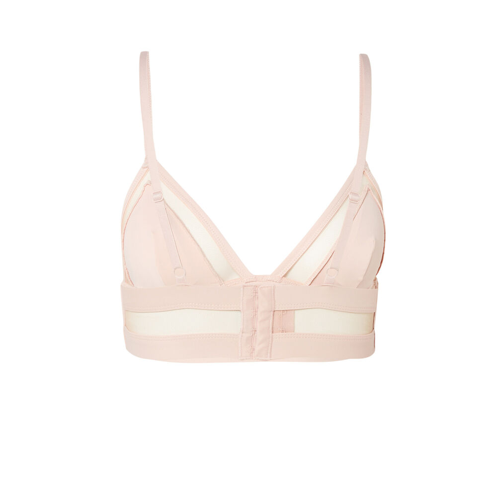 Sujetador triángulo de microfibra y rejilla transparente - rosa nude rosa.
