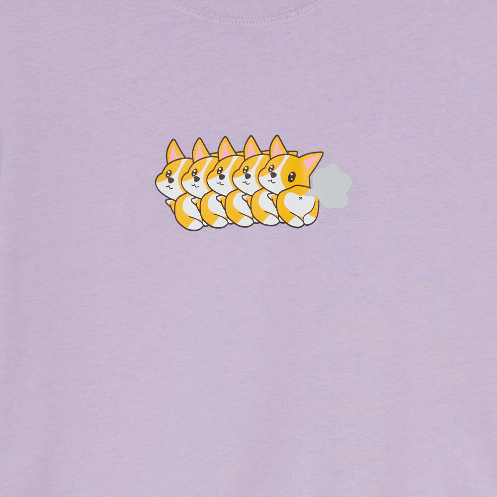 Juego de pijama de manga corta con estampado de corgi - violeta violeta.