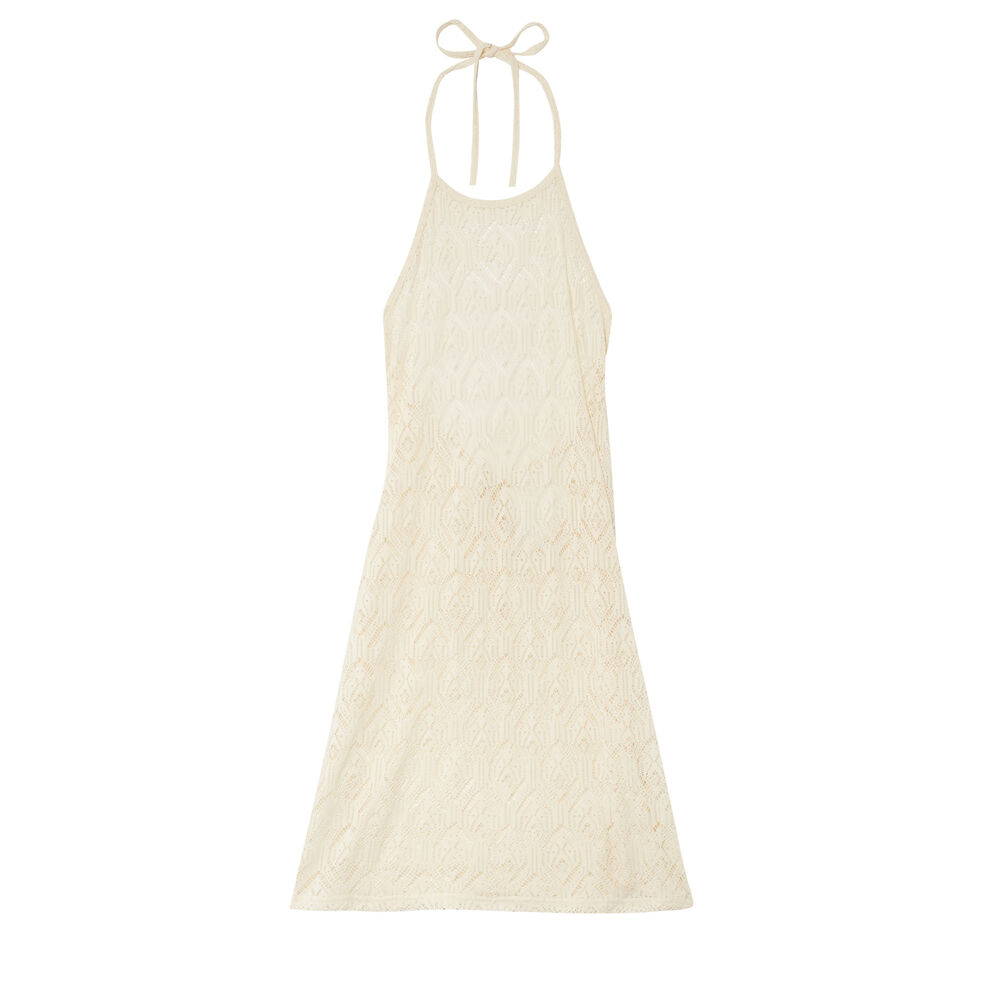 Vestido de encaje con espalda abierta y anudado - crudo crudo.