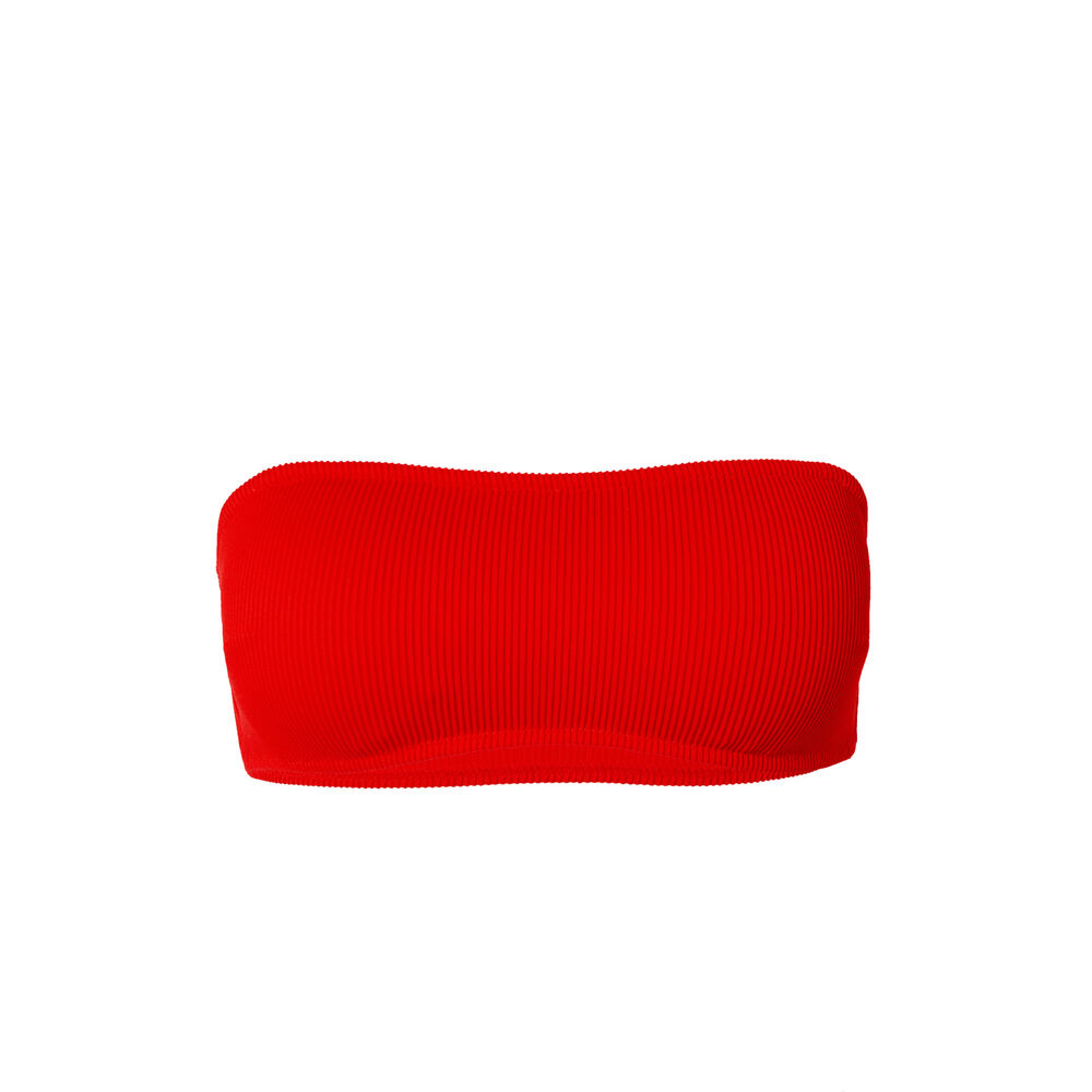 Parte de arriba de bikini bandeau gofrada - roja rojo.