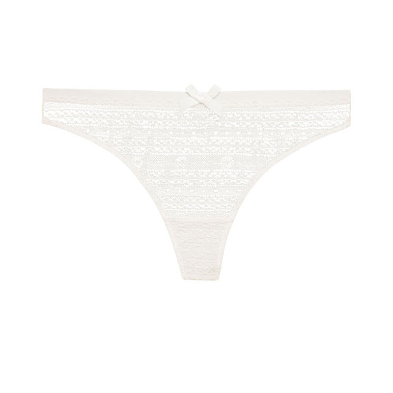 Braguita tanga de encaje con detalle de nudo - blanca Braguita tanga de encaje con detalle de nudo - blanca;