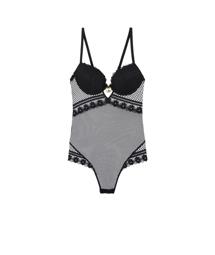 Body de aumento con detalle de joya - negro negro.