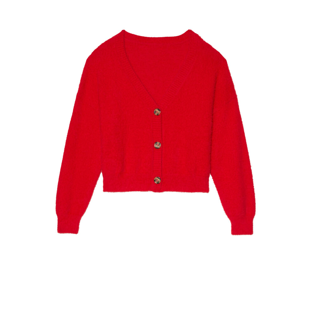 Cárdigan de polar con botón - rojo rojo.