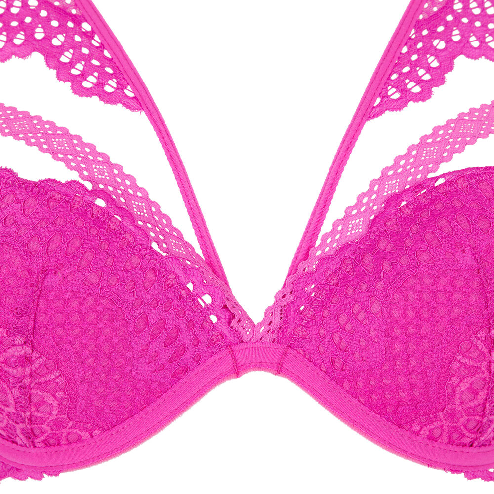 Sujetador push-up de encaje - rosa rosa.