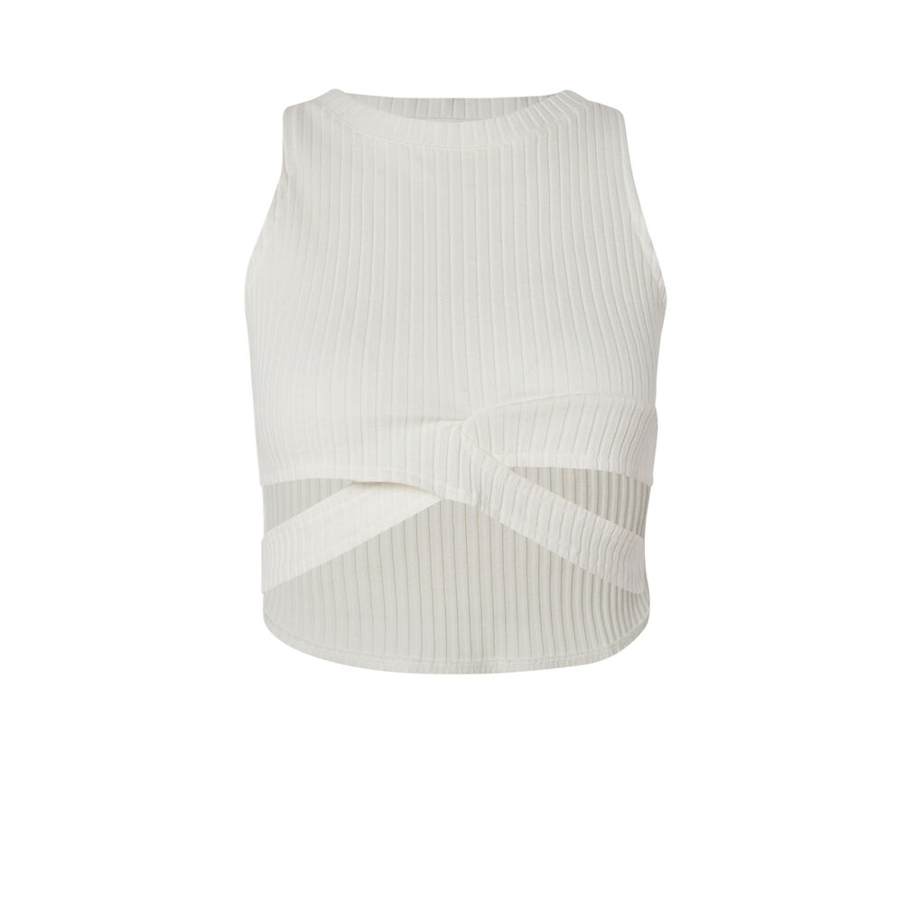Crop top con efecto cruzado - blanco blanco.