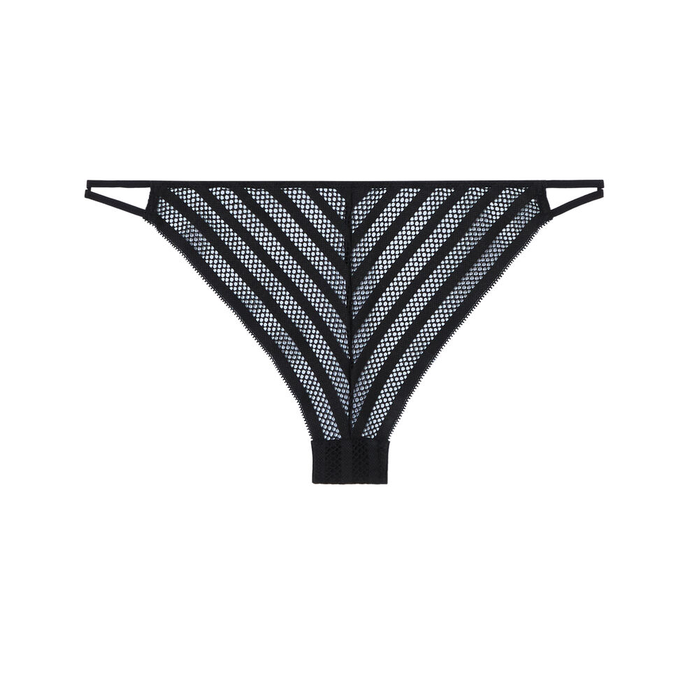 Braguita brasileña de rejilla con lazos - negra negro.