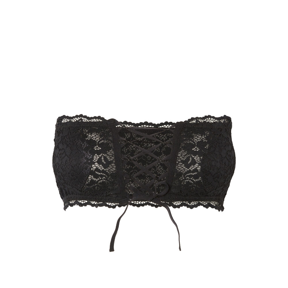 Sujetador bandeau sin aros efecto corsé - rosa negro.