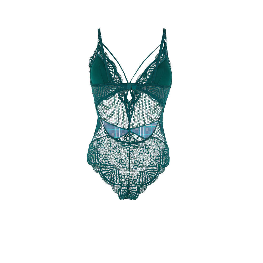 Body de rejilla y encaje - verde verde.