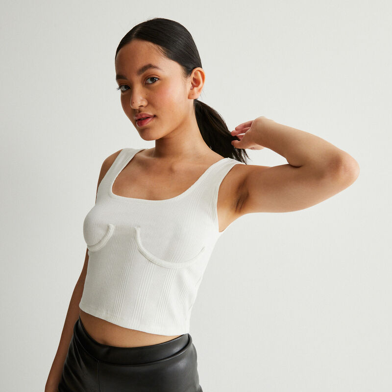 camiseta de tirantes acanalada con aros - blanca camiseta de tirantes acanalada con aros - blanca;