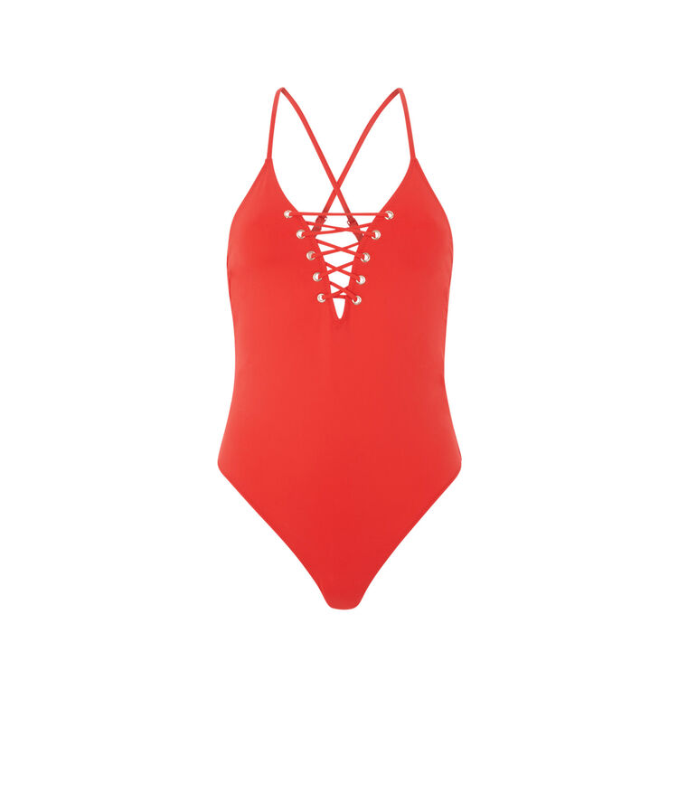 Bañador de una pieza con detalle de lazos - rojo rojo.