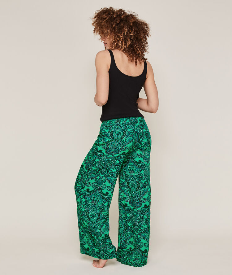 Pantalón ancho con estampado bandana verde verde.