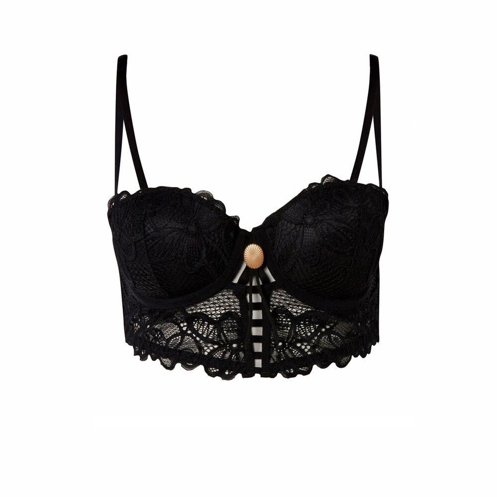 Sujetador corpiño push-up con detalle de medalla - negro negro.