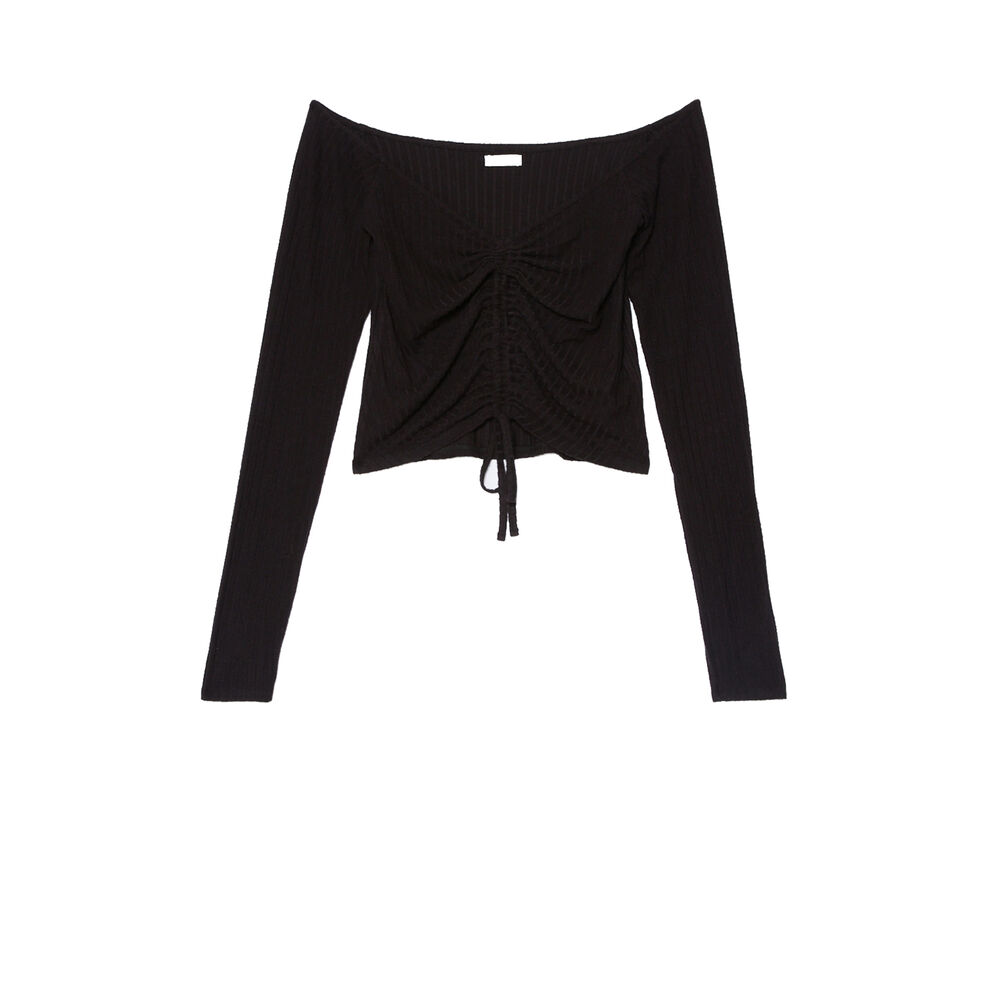 Top fruncido con espalda descubierta - negro negro.