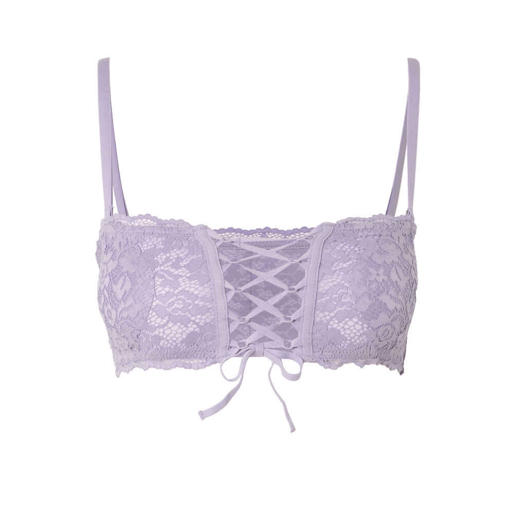 Sujetador bandeau sin aros efecto corsé - lila morado.