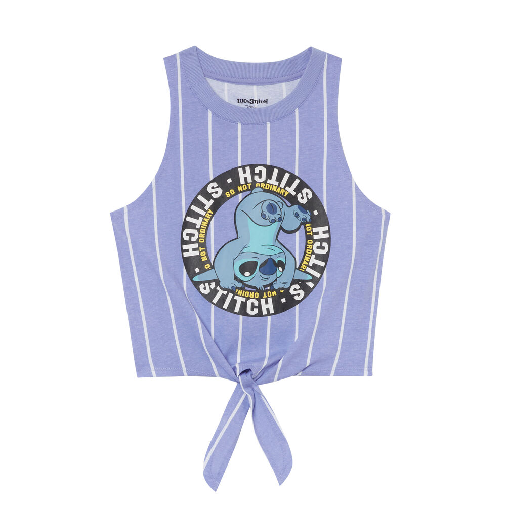 Top anudado con estampado de stitch - azul azul.