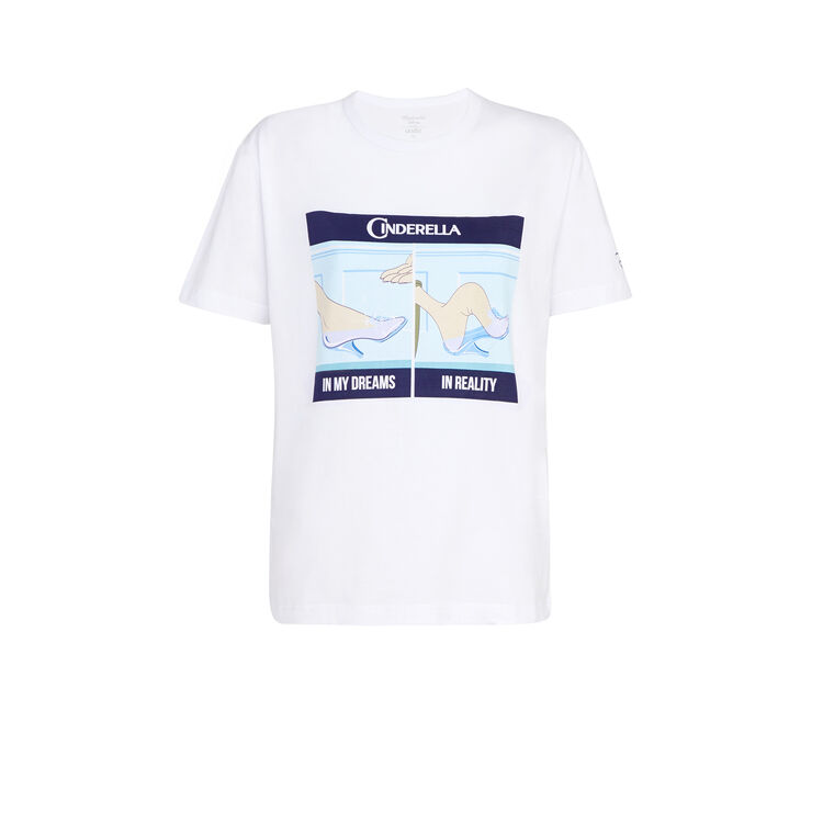 Top de manga corta con estampado de cenicienta blanco.