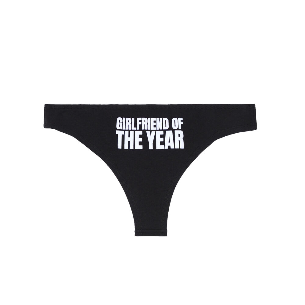 Braguita brasileña con mensaje girlfriend of the year - negro negro.