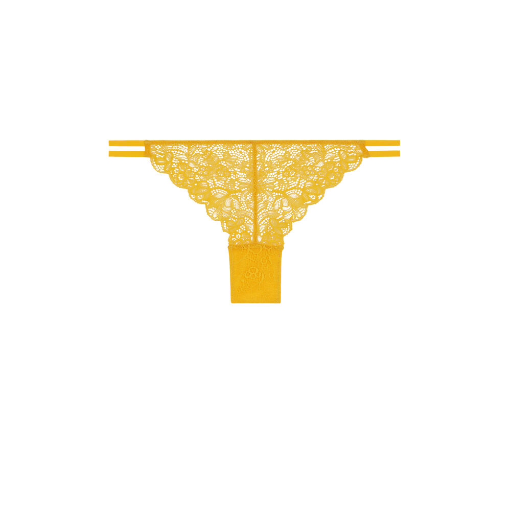 Braguita brasileña de encaje y lazos - amarilla amarillo.