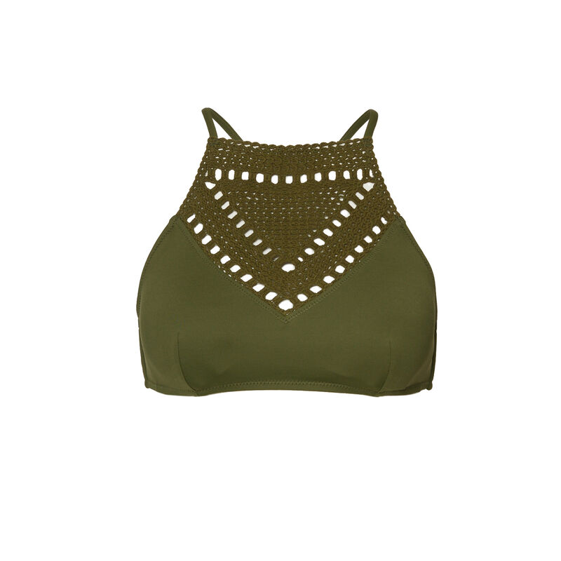 Parte de arriba de bikini sujetador efecto broderie - caqui Parte de arriba de bikini sujetador efecto broderie - caqui;