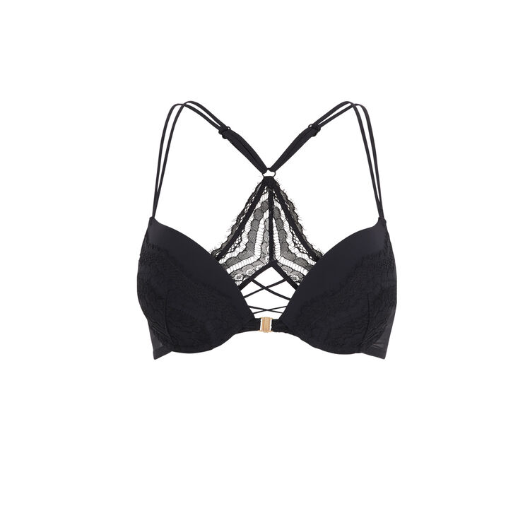 Sujetador push-up micro/encaje en la espalda pushwaviz negro.