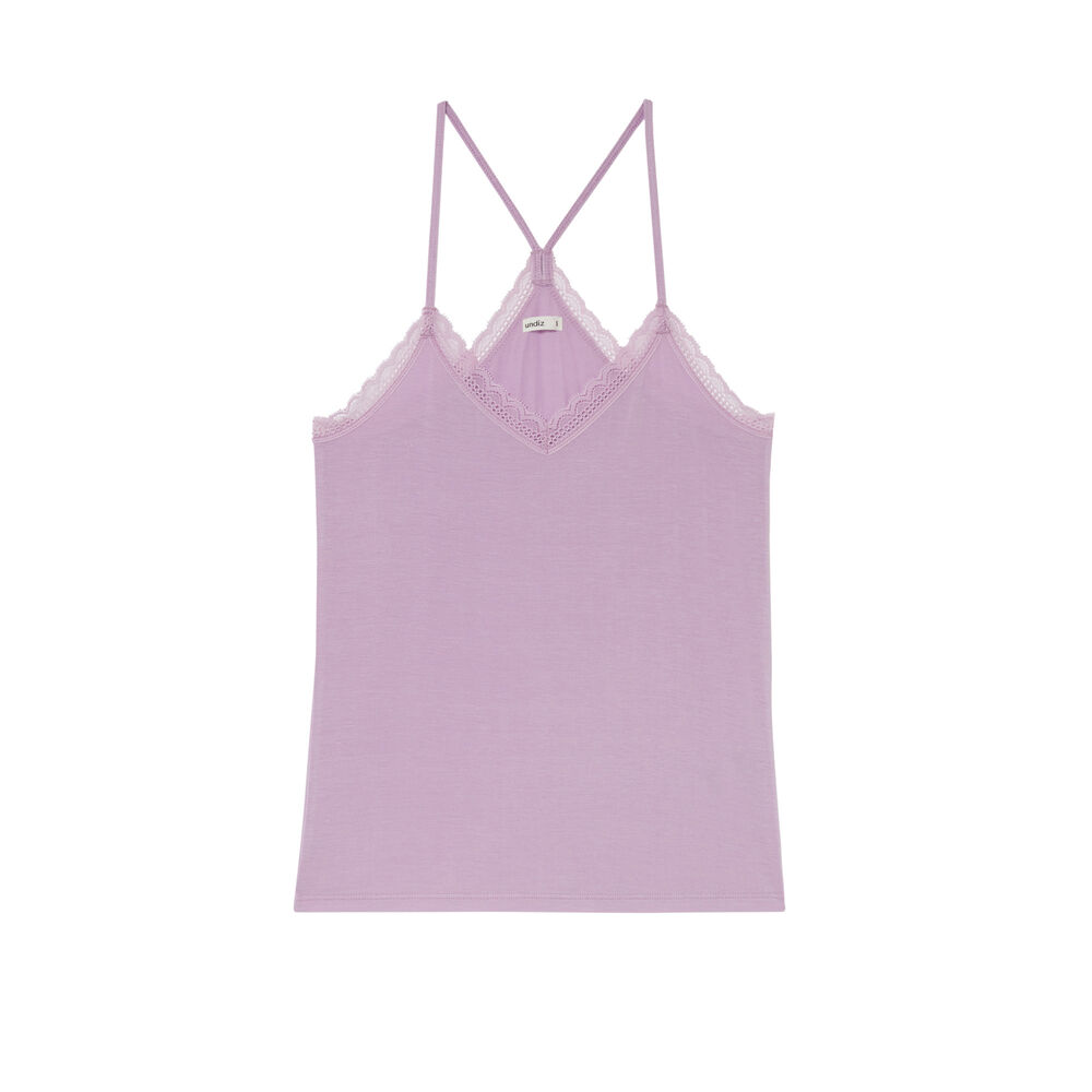 Top de punto con tirantes finos - morado violeta.