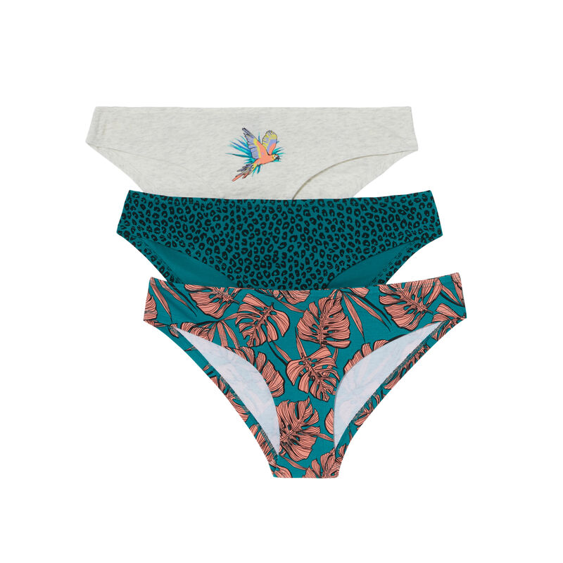 Juego de 3 braguitas tropical - verde Juego de 3 braguitas tropical - verde;