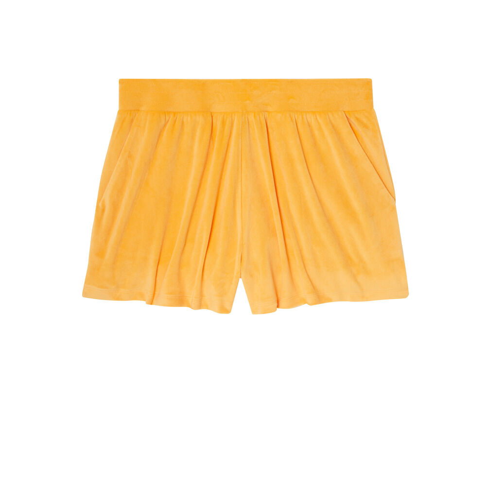 Pantalón corto liso de terciopelo - naranja naranja.