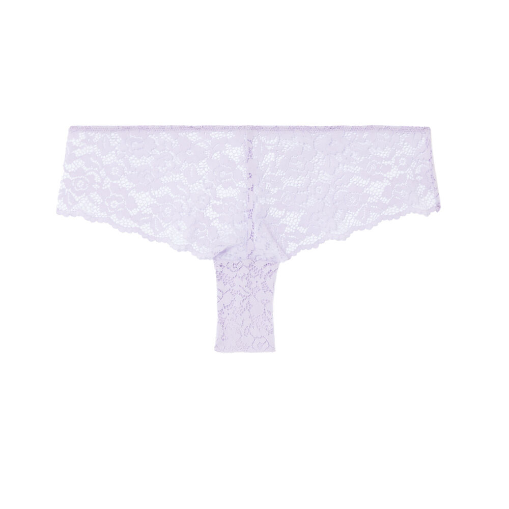 Braguita brasileña de encaje con flores - lila morado.