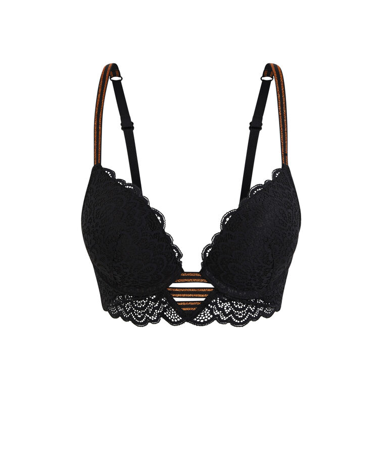 Sujetador corpiño push en v negro lurexbandiz negro.
