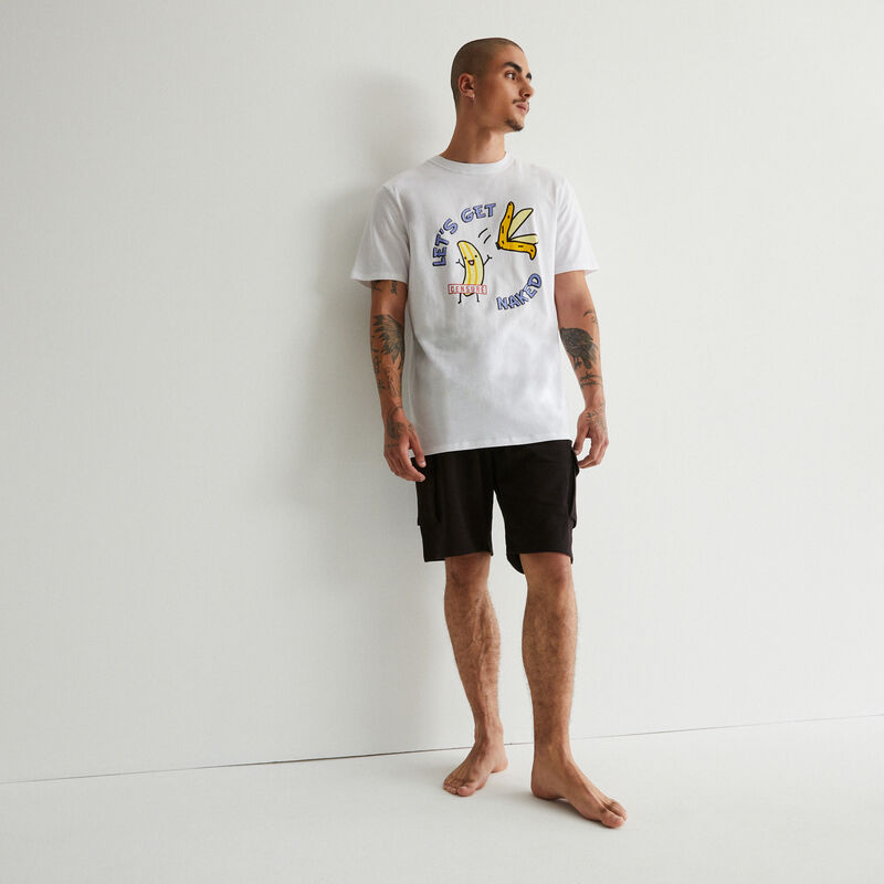 Conjunto de pijama con estampado de plátano - blanco Conjunto de pijama con estampado de plátano - blanco;