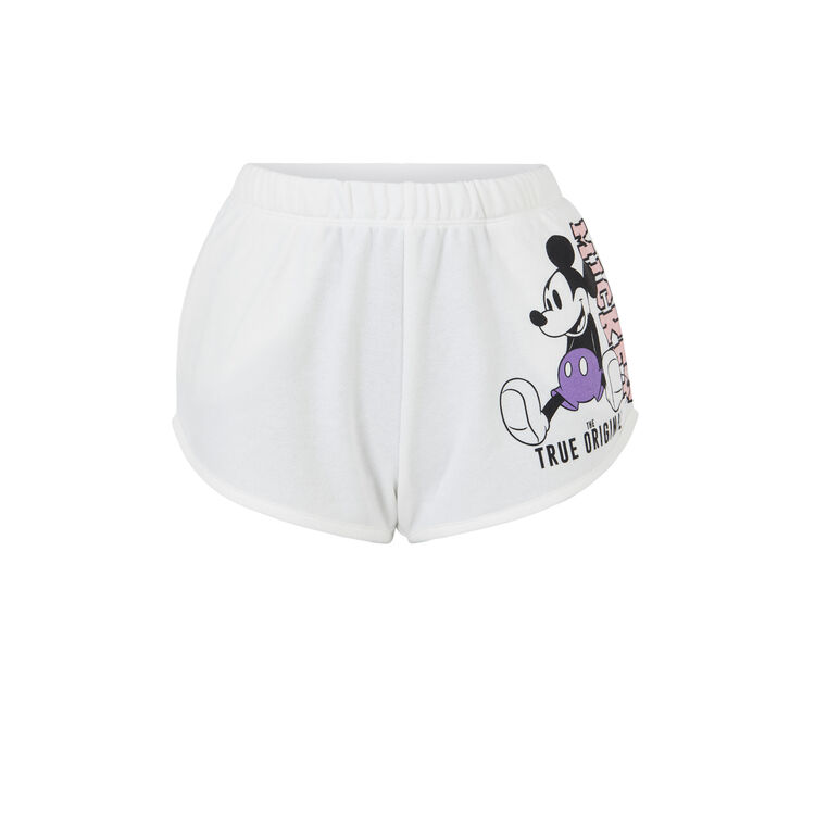 Shorts de felpa con estampado mickey mickeymousiz blanco roto.