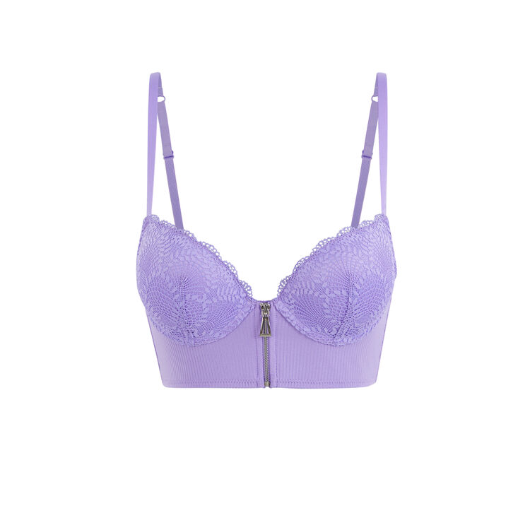 Sujetador corpiño push-up micro/encaje microribiz lavanda.