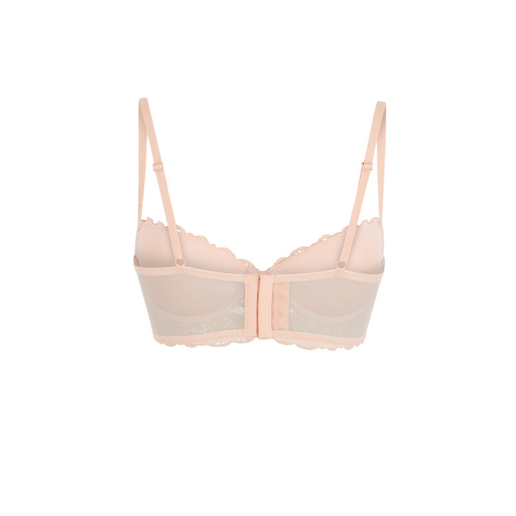 Sujetador corpiño push-up de encaje y cintas marceliz rosa pastel.