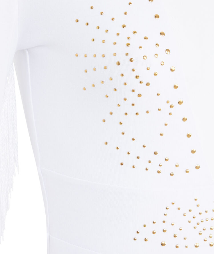Body de punto con flecos y detalles de studs elviz blanco.