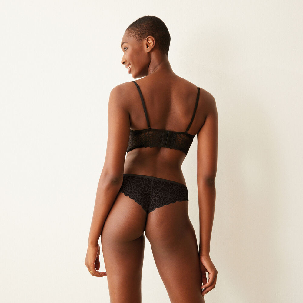 Sujetador de triángulo push up de encaje - negro negro.
